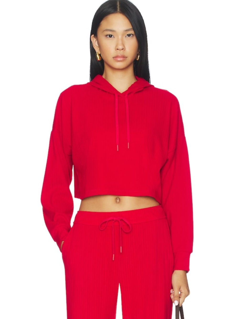 Brandy Melville Red Cropped Women’s Zip-Up Hoodie One Size